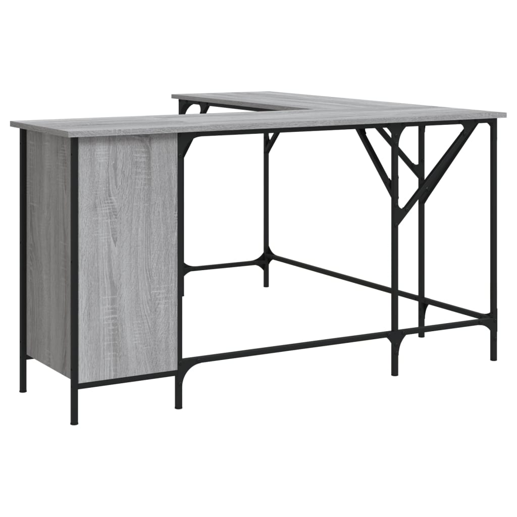 Escritorio - Mesa de Ordenador 141x141 Roble/ Gris