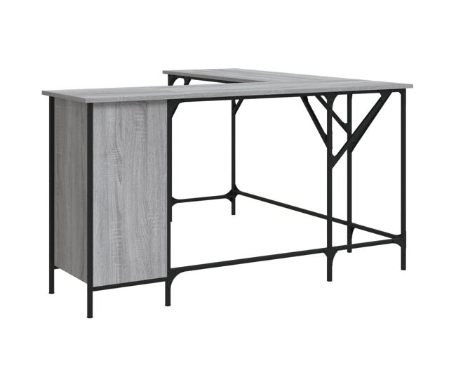 Escritorio - mesa de ordenador madera de ingeniería gris sonoma 141x141x75 cm