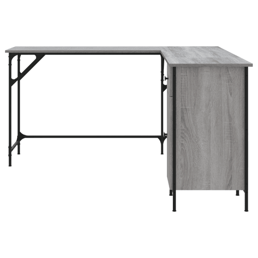 Secretária Escrivaninha de computador - 141x141x75 cm derivados de madeira cinzento sonoma
