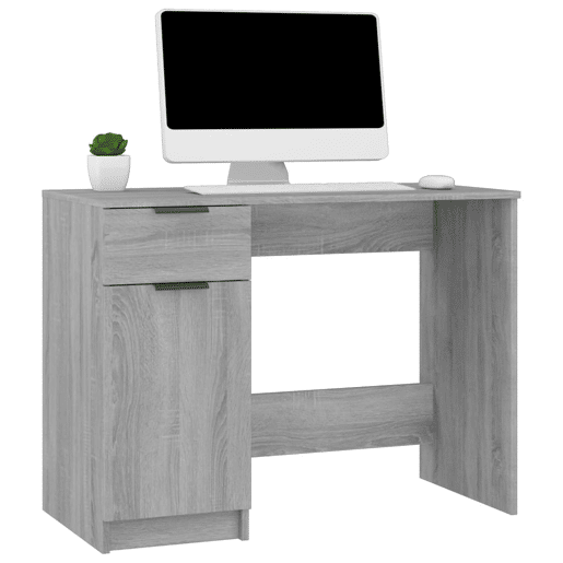 Secretária Escrivaninha de computador - 100x50x75 cm derivados de madeira cinzento sonoma