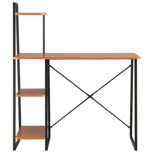 Secretária - Escrivaninha de computador c unidade prateleiras 102x50x117cm preto e castanho