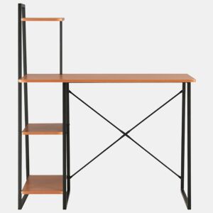 Secretária - Escrivaninha de computador c unidade prateleiras 102x50x117cm preto e castanho