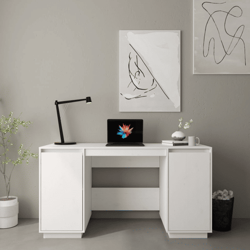 Secretária Escrivaninha de computador - 140x50x75 cm madeira de pinho maciça branco