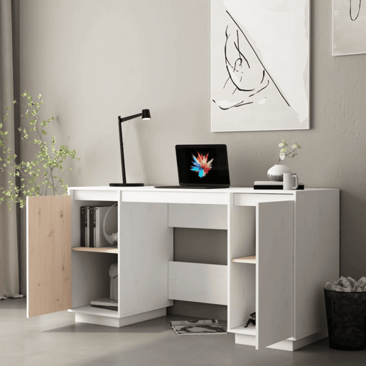Secretária Escrivaninha de computador - 140x50x75 cm madeira de pinho maciça branco