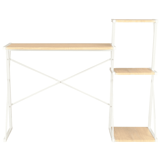 Secretária - Escrivaninha de computador com prateleira 116x50x93 cm branco e carvalho