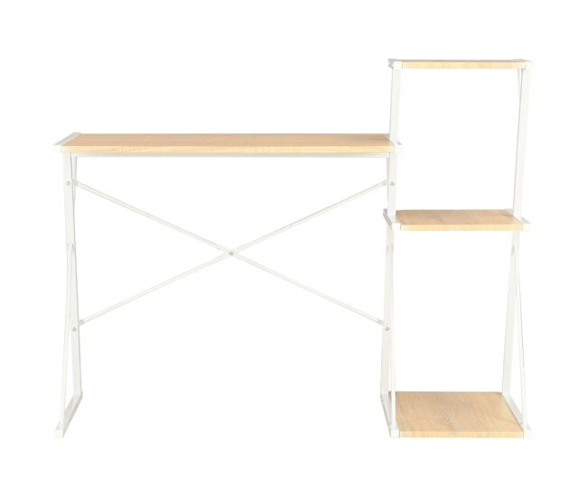 Escritorio - mesa de ordenador con estantería blanco y roble 116x50x93 cm