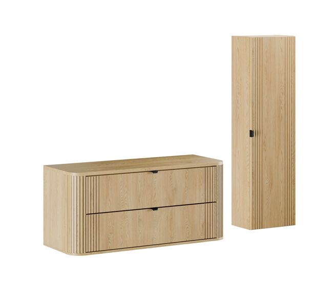 Conjunto mueble bajo lavabo 120cm y columna mila madera