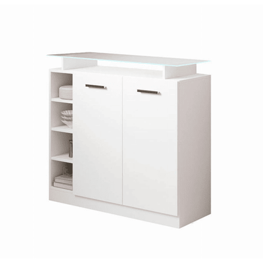 Móvel de entrada Hall de entrada Branco 97x35x87 2 portas LED Paola 2P Muebles Bonitos