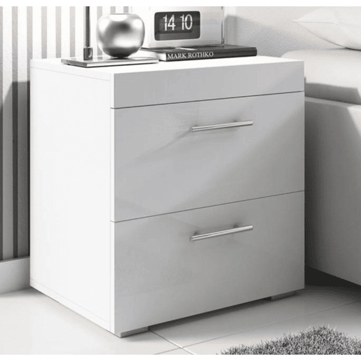 Mesa de cabeceira Quarto de dormir Branco 45x40x50 2 gavetas Ciro Muebles Bonitos