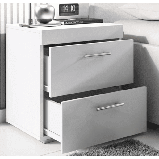 Mesa de cabeceira Quarto de dormir Branco 45x40x50 2 gavetas Ciro Muebles Bonitos