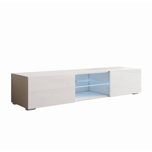 Móvel TV Sala de estar e jantar Branco 160x38,5x32 2 portas LED Tibi Muebles Bonitos Móvel TV Sala de estar e jantar Branco 160x38,5x32 2 portas LED Tibi Muebles Bonitos
