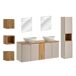 Conjunto mueble lavabo doble espejos LED columna 3 armarios Manoa Conjunto mueble lavabo doble espejos LED columna 3 armarios Manoa Beige