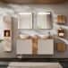 Conjunto mueble lavabo doble espejos LED columna 3 armarios Manoa Conjunto mueble lavabo doble espejos LED columna 3 armarios Manoa Beige