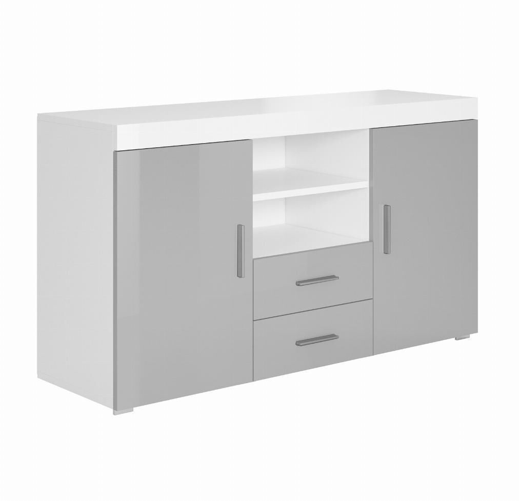 Aparador Salón comedor 2 puertas 2 cajones Roque 140 Blanco/ Gris