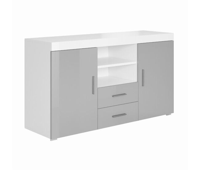 Aparador salón comedor blanco/gris 140x40x80 2 puertas 2 cajones roque muebles bonitos