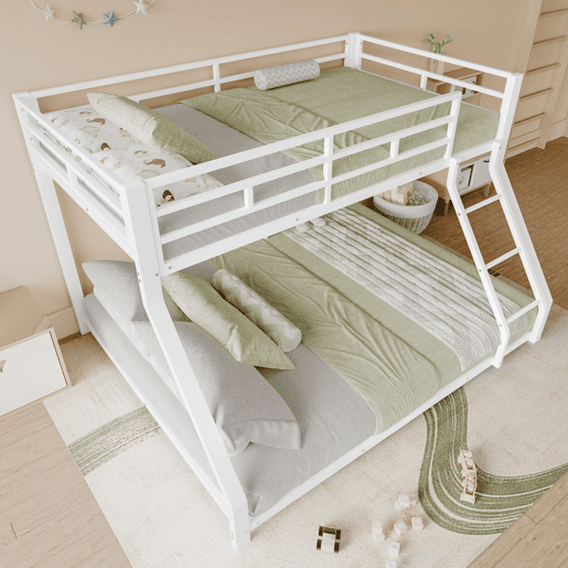 Cama beliche, 90200 cm + 140200 cm - Com grade, escada, certificado EN747, sem colchão - Branco Cama beliche, 90200 cm + 140200 cm - Com grade, escada, certificado EN747, sem colchão - Branco