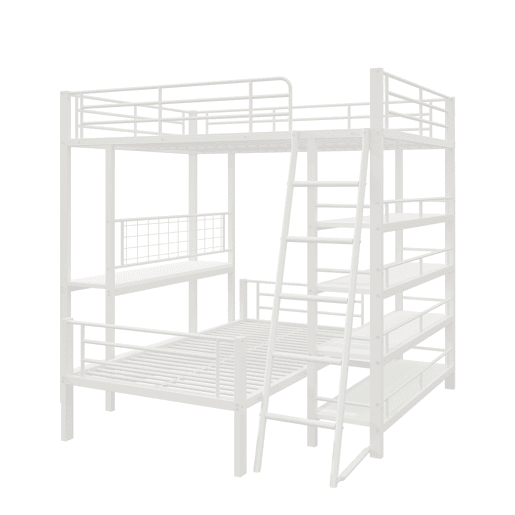 Cama beliche em metal 140*200 cm - Cama multifuncional com vários compartimentos - Branco
