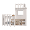 Cama infantil 90x200 - com teto, janela, espaço de armazenamento aberto, escada de escalada, sem colchão - branco