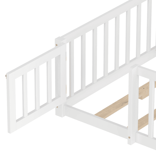Cama infantil 90x190 cm - Com grade e cerca com fechadura - Branco