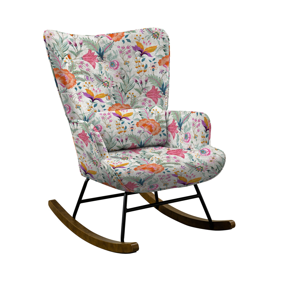 Mecedora terciopelo metal/madera maciza, confort ergonómico