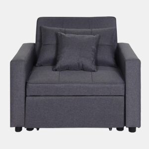 Poltrona-cama chaise longue sofá-cama cama extra relaxamento superfície para dormir 103x197 cm em tecido cinza escuro 04_0006249