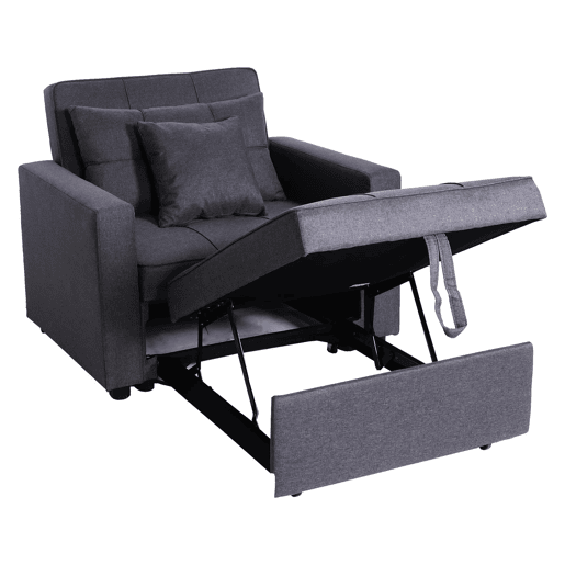 Poltrona-cama chaise longue sofá-cama cama extra relaxamento superfície para dormir 103x197 cm em tecido cinza escuro 04_0006249