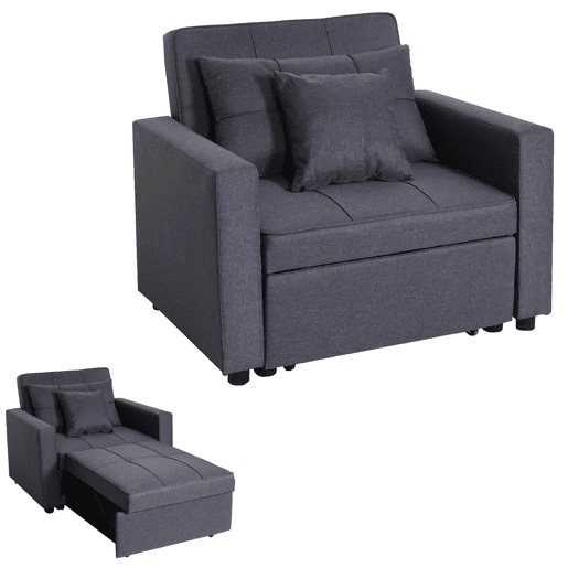 Poltrona-cama chaise longue sofá-cama cama extra relaxamento superfície para dormir 103x197 cm em tecido cinza escuro 04_0006249