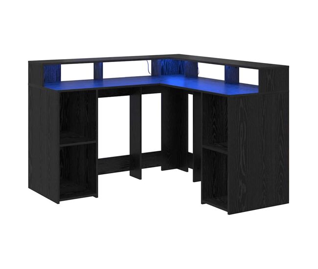 Escritorio - mesa de ordenador roble negro 130 x 130 x 91 cm madera contrachapada