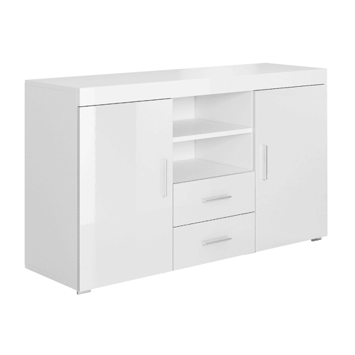 Aparador Sala de estar e jantar Branco 140x40x80 2 portas 2 gavetas Roque Muebles Bonitos