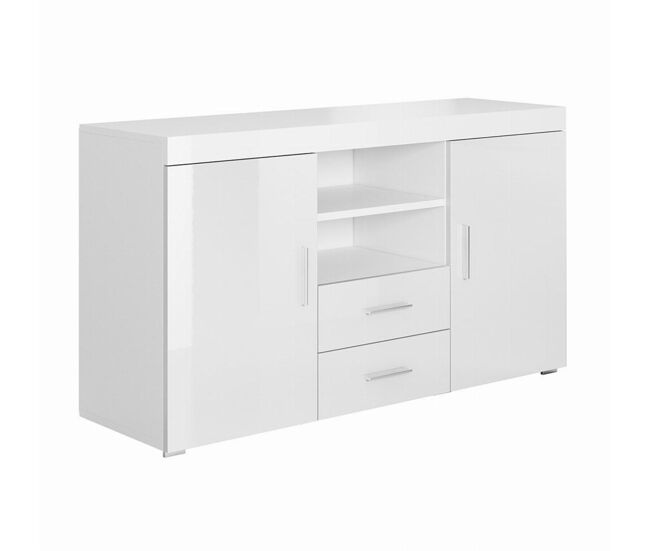 Aparador salón comedor blanco 140x40x80 2 puertas 2 cajones roque muebles bonitos