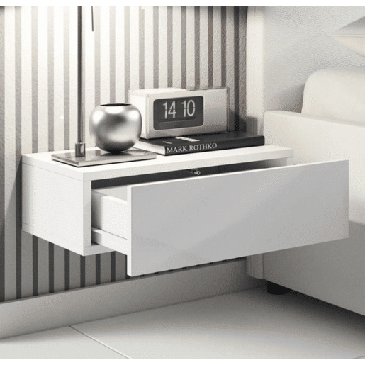 Mesa de cabeceira Quarto de dormir Branco 46x34x15 1 gaveta Europa Muebles Bonitos