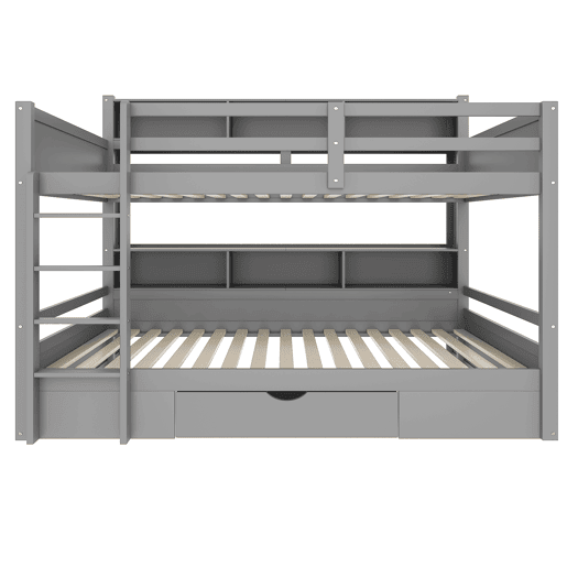 Litera 90x200 cm - com gavetas, com compartimentos de arrumação, sem colchão - Cinza