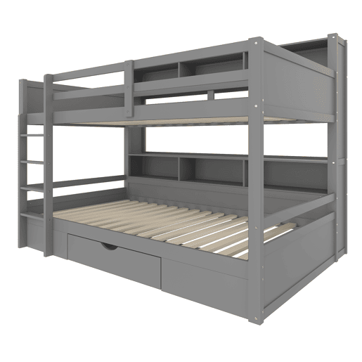 Litera 90x200 cm - com gavetas, com compartimentos de arrumação, sem colchão - Cinza
