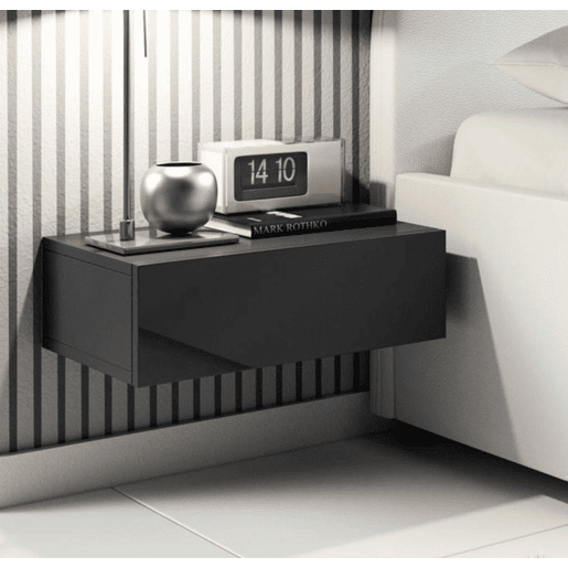 Mesa de cabeceira Quarto de dormir Preto 46x34x15 1 gaveta Europa Muebles Bonitos