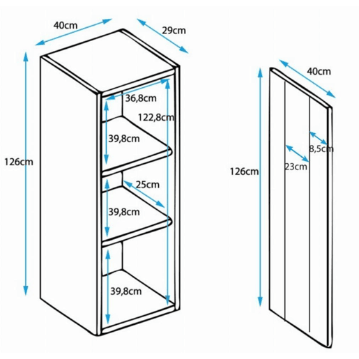 Vitrine suspensa Sala de estar e jantar Preto 40x29x126 1 porta LED Nora V2 Muebles Bonitos