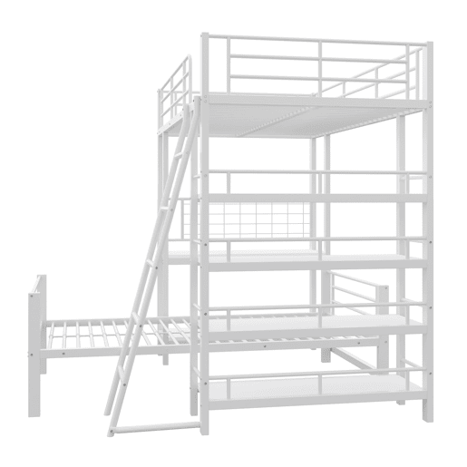 Litera metálica 90*200 - Cama multifuncional com prateleiras - Branca