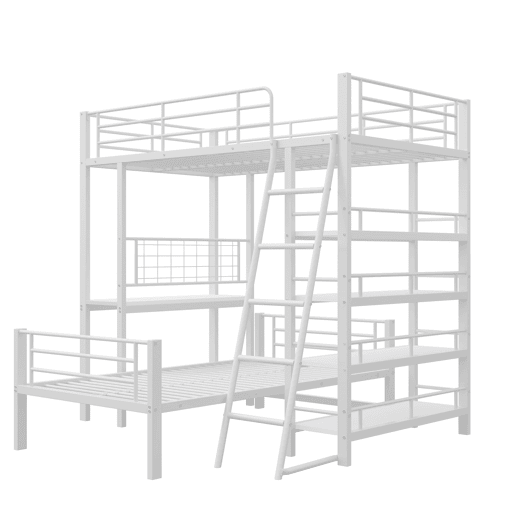 Litera metálica 90*200 - Cama multifuncional com prateleiras - Branca