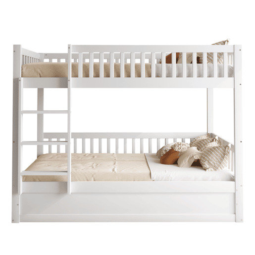 Cama beliche infantil 90*200 cm - Sistema hidráulico de arrumação, resistente e duradouro - Branco