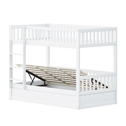 Cama beliche infantil 90*200 cm - Sistema hidráulico de arrumação, resistente e duradouro - Branco