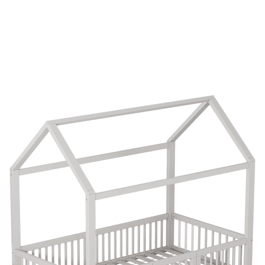 Cama de madeira maciça 90x200 cm - Cama de casal, cama plana, cama de casa, cama de casa com porta - Branca