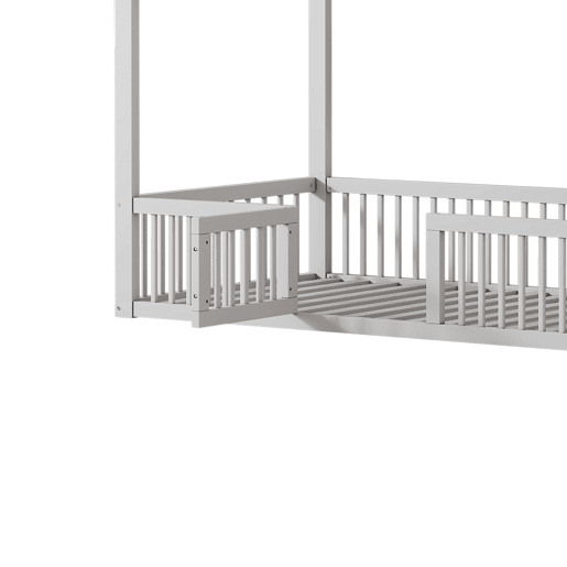 Cama de madeira maciça 90x200 cm - Cama de casal, cama plana, cama de casa, cama de casa com porta - Branca