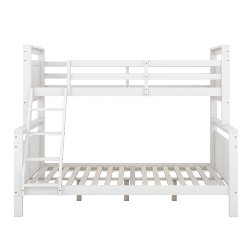 Beliche de madeira 90(140)x200 cm - com escada e corrimão de segurança, convertível em 2 camas separadas - branco