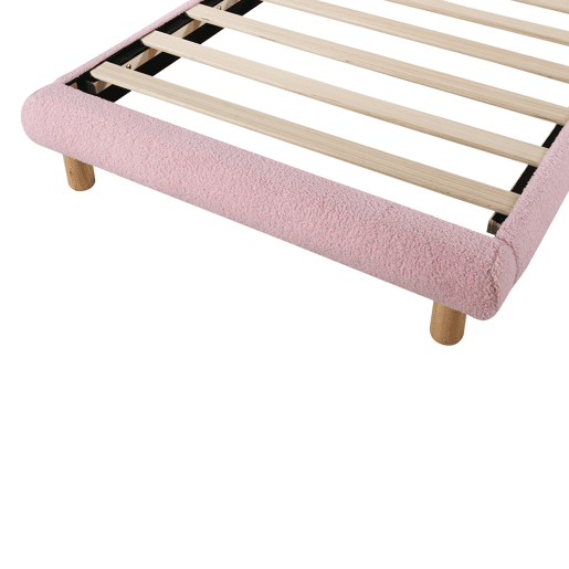 Cama individual 90x200 cm - Cama infantil, cama juvenil, cama estofada, com estrado de ripas de madeira - Rosa