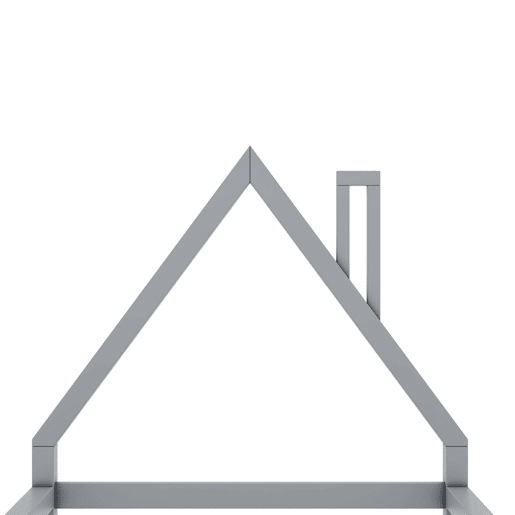 Cama infantil 90x200 cm - Cama baixa, em forma de casa, madeira de pinho, estilo simples - Cinza