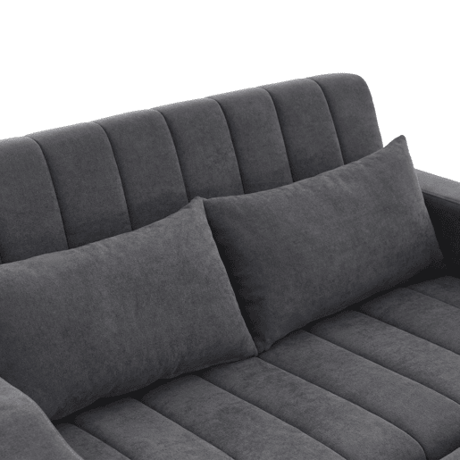 Sofá multifuncional moderno de 2 lugares - Sofá-cama com encosto ajustável, porta-copos e almofadas - Cinza