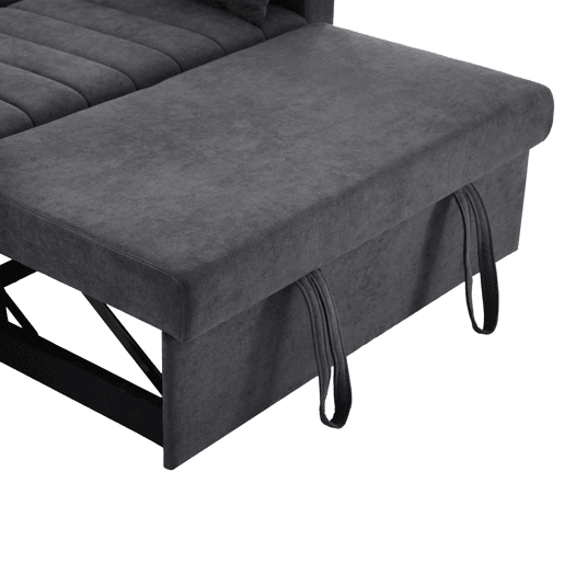 Sofá multifuncional moderno de 2 lugares - Sofá-cama com encosto ajustável, porta-copos e almofadas - Cinza