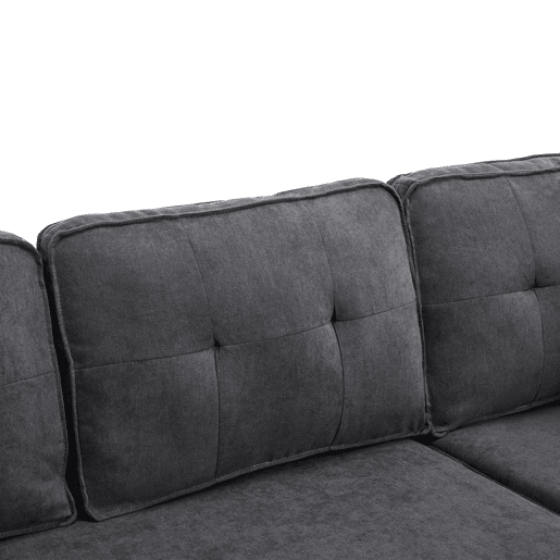 Sofá-cama em forma de L - Design moderno, sofá com arrumação e porta-copos - Cinza