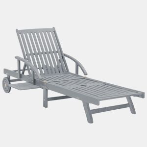 Espreguiçadeira espreguiçadeira para banhos de sol cama de jardim terraço móveis de exterior cinza madeira de acácia maciça 02_0012776