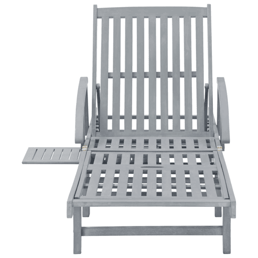 Espreguiçadeira espreguiçadeira para banhos de sol cama de jardim terraço móveis de exterior cinza madeira de acácia maciça 02_0012776