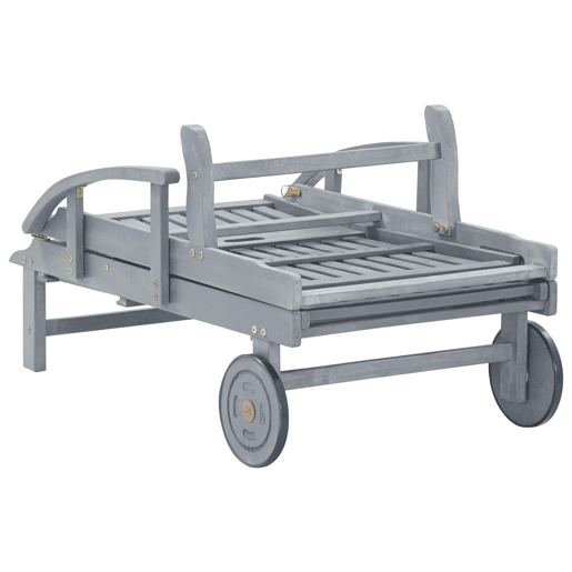 Espreguiçadeira espreguiçadeira para banhos de sol cama de jardim terraço móveis de exterior cinza madeira de acácia maciça 02_0012776